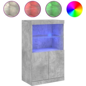 Comparateur de prix : vidaXL Buffet avec lumières LED gris béton 60,5x37x100 cm