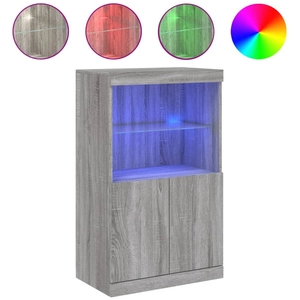 vidaXL Buffet avec lumières LED sonoma gris 60,5x37x100 cm pas cher