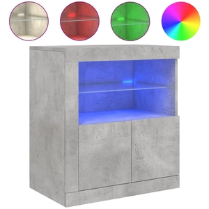 vidaXL Buffet avec lumières LED gris béton 60,5x37x67 cm pas cher