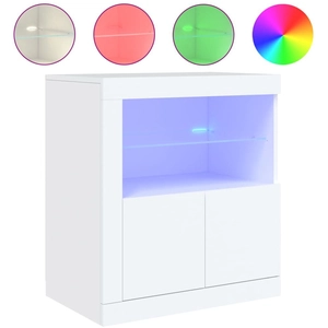 vidaXL Buffet avec lumières LED blanc 60,5x37x67 cm pas cher