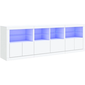 vidaXL Buffet avec lumières LED blanc 202x37x67 cm