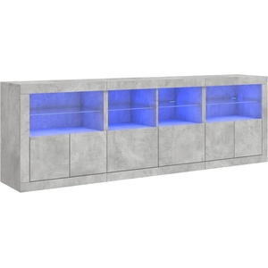 vidaXL Buffet avec lumières LED gris béton 202x37x67 cm pas cher