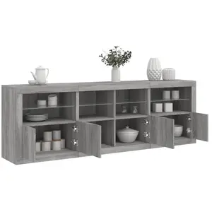 vidaXL Buffet avec lumières LED sonoma gris 202x37x67 cmVendu parfnac-be