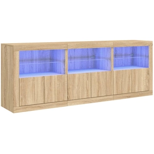 vidaXL Buffet avec lumières LED chêne sonoma 181,5x37x67 cm pas cher