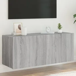 vidaXL Meuble TV mural avec lumières LED sonoma gris 100x35x41 cm pas cher