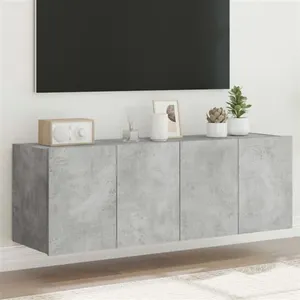 Comparateur de prix : vidaXL Meubles TV muraux et lumières LED 2pcs gris béton 60x35x41 cm