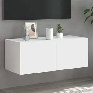 Comparateur de prix : vidaXL Meuble TV mural avec lumières LED blanc 80x35x31 cm