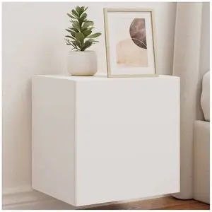 vidaXL Meubles TV muraux avec lumières LED 2 pcs blanc 40,5x35x40 cm pas cher