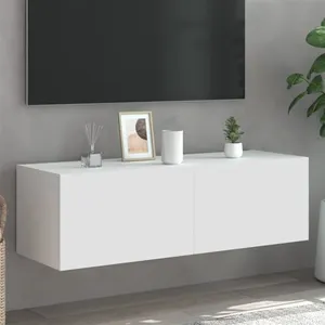 Comparateur de prix : vidaXL Meuble TV mural avec lumières LED blanc 100x35x31 cm