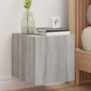 vidaXL Meubles TV muraux et lumières LED 2pcs sonoma gris 30,5x35x30cm pas cher