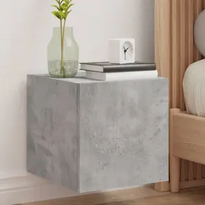 vidaXL Meuble TV mural avec lumières LED gris béton 30,5x35x30 cm pas cher