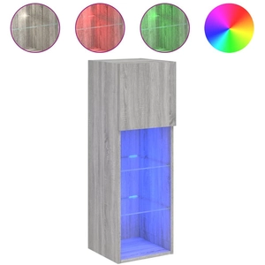 vidaXL Meuble TV avec lumières LED sonoma gris 30,5x30x90 cm pas cher
