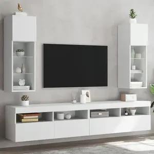 Comparateur de prix : vidaXL Meubles TV avec lumières LED 2 pcs blanc 30,5x30x90 cm