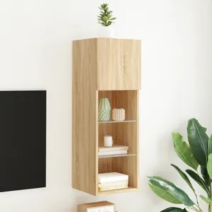 vidaXL Meuble TV avec lumières LED chêne sonoma 30,5x30x90 cm pas cher