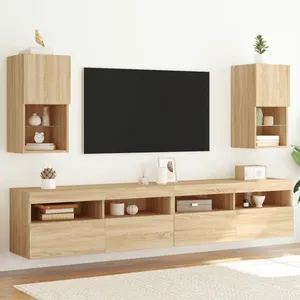 Comparateur de prix : vidaXL Meubles TV avec lumières LED 2 pcs chêne sonoma 30,5x30x60 cm
