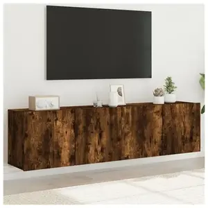 vidaXL Meubles TV muraux 2 pcs chêne fumé 80x30x41 cm pas cher