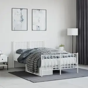 vidaXL Cadre de lit métal avec tête de lit/pied de lit blanc 120x190cm pas cher
