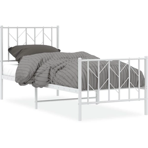 vidaXL Cadre de lit métal avec tête de lit/pied de lit blanc 75x190 cm pas cher