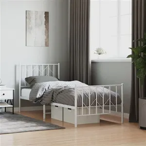 vidaXL Cadre de lit métal avec tête de lit/pied de lit blanc 80x200 cm pas cher