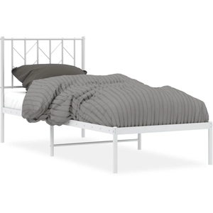 vidaXL Cadre de lit métal avec tête de lit blanc 90x190 cm pas cher