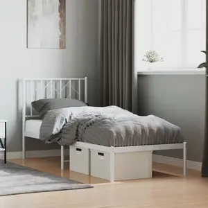 vidaXL Cadre de lit métal avec tête de lit blanc 75x190 cm pas cher