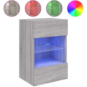 vidaXL Meuble TV mural avec lumières LED sonoma gris 58,5x30x60,5 cm pas cher