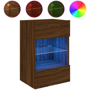 vidaXL Meuble TV mural avec lumières LED chêne marron 78,5x30x60,5 cm pas cher