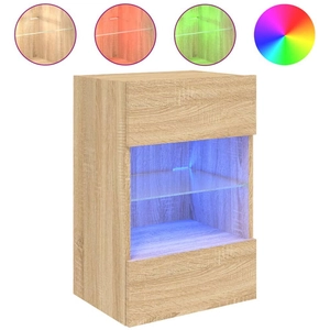 vidaXL Meuble TV mural avec lumières LED chêne sonoma 40x30x60,5 cm pas cher