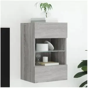 vidaXL Meuble TV mural avec lumières LED sonoma gris 40x30x60,5 cm pas cher