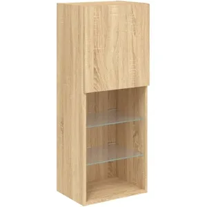 vidaXL Meuble TV avec lumières LED chêne sonoma 40,5x30x102 cm