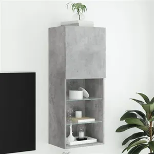 vidaXL Meuble TV avec lumières LED gris béton 40,5x30x102 cm