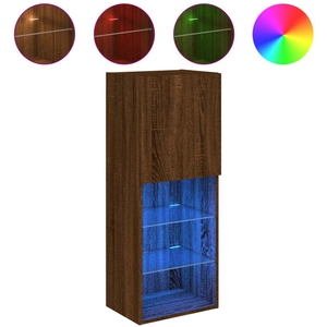 vidaXL Meuble TV avec lumières LED chêne marron 40,5x30x102 cm pas cher