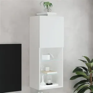 Comparateur de prix : vidaXL Meuble TV avec lumières LED blanc 40,5x30x102 cm
