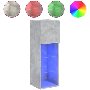vidaXL Meuble TV avec lumières LED gris béton 30,5x30x102 cm pas cher