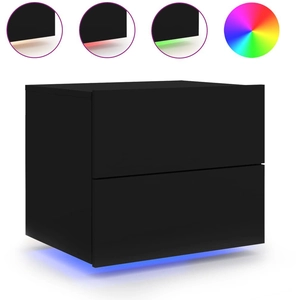 vidaXL Table de chevet murale avec lumières LED noir pas cher