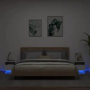 vidaXL Armoires de chevet avec lumières LED 2 pcs blanc 40x39x37 cm pas cher