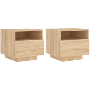 vidaXL Armoires de chevet avec lumières LED 2 pcs chêne sonoma pas cher