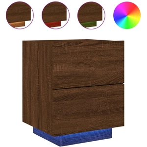 vidaXL Armoires de chevet et lumières LED 2 pcs chêne marron pas cher