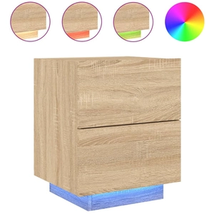 vidaXL Armoire de chevet avec lumières LED chêne sonoma pas cher