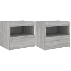 vidaXL Tables de chevet avec lumières LED 2 pcs sonoma gris 50x40x45cm pas cher