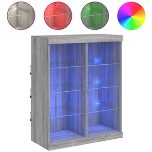 vidaXL Buffet avec lumières LED sonoma gris 81x37x100 cm pas cher