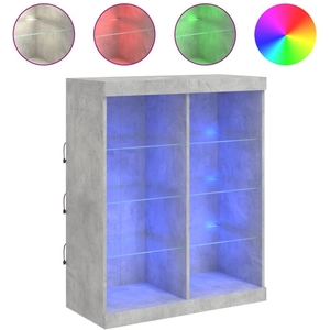 vidaXL Buffet avec lumières LED gris béton 81x37x100 cm