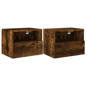 vidaXL Meubles TV muraux 2 pcs chêne fumé 40x30x30cm bois d'ingénierie pas cher