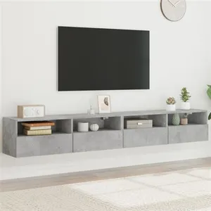 vidaXL Meubles TV muraux 2pcs gris béton 100x30x30cm bois d'ingénierie pas cher