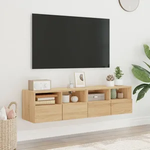 vidaXL Meubles TV muraux 2 pcs chêne sonoma 60x30x30cm bois ingénierie pas cher