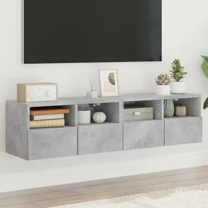 vidaXL Meubles TV muraux 2 pcs gris béton 60x30x30cm bois d'ingénierie pas cher