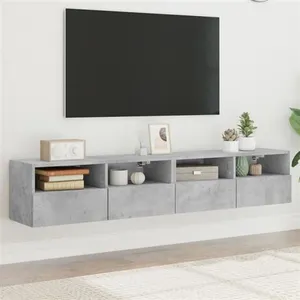 vidaXL Meubles TV muraux 2 pcs gris béton 80x30x30cm bois d'ingénierie pas cher
