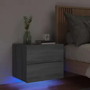 vidaXL Vidaxl Table De Chevet Murale Avec Lumières Led Sonoma Gris pas cher