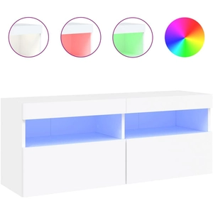 Vidaxl - Meuble tv mural avec lumières led blanc 100x30x40 cm White pas cher