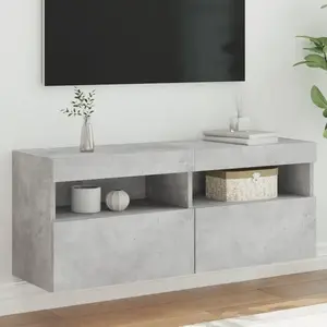 vidaXL Meuble TV mural avec lumières LED gris béton 100x30x40 cm pas cher